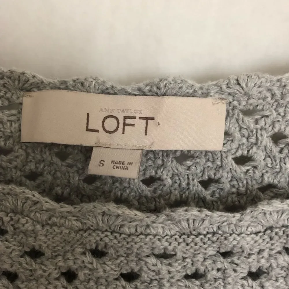 Loft Open Knit Gray Sweater - Picture 7 of 7